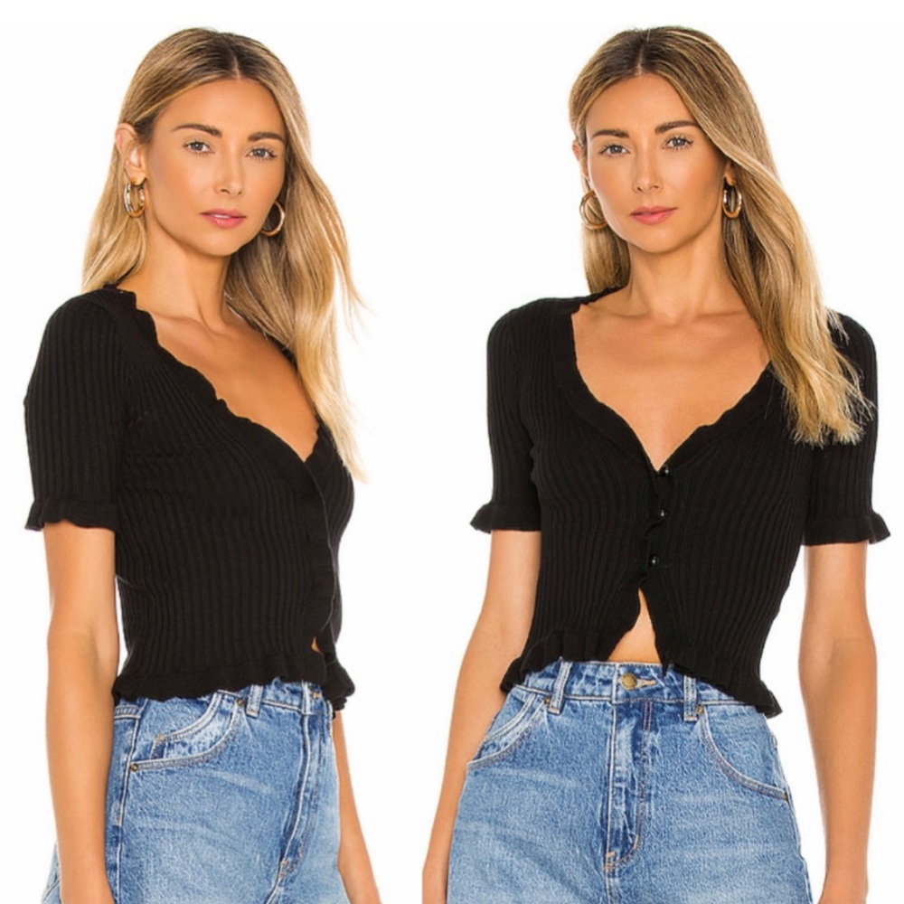 LOVERS + FRIENDS Carissa Ruffle Sweater Cardigan S